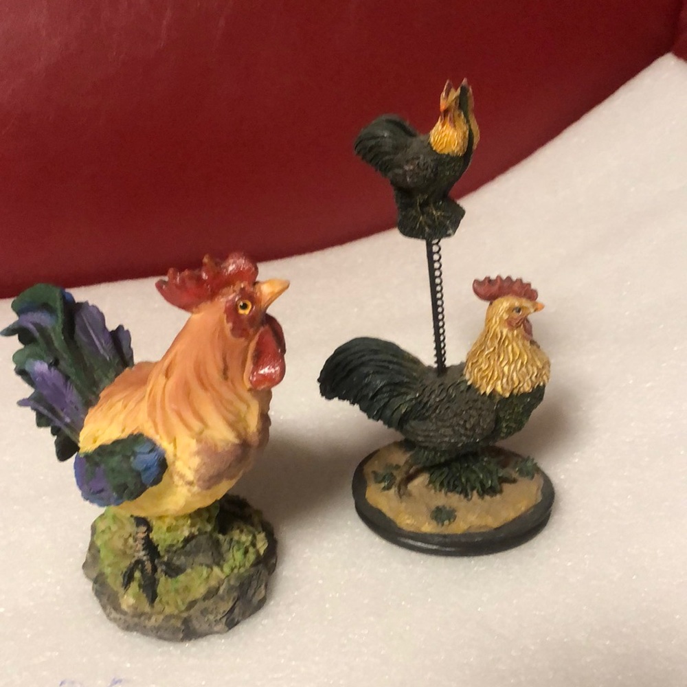 Vintage Rosters collection-3 pieces.Ceramic - Picture 8 of 15